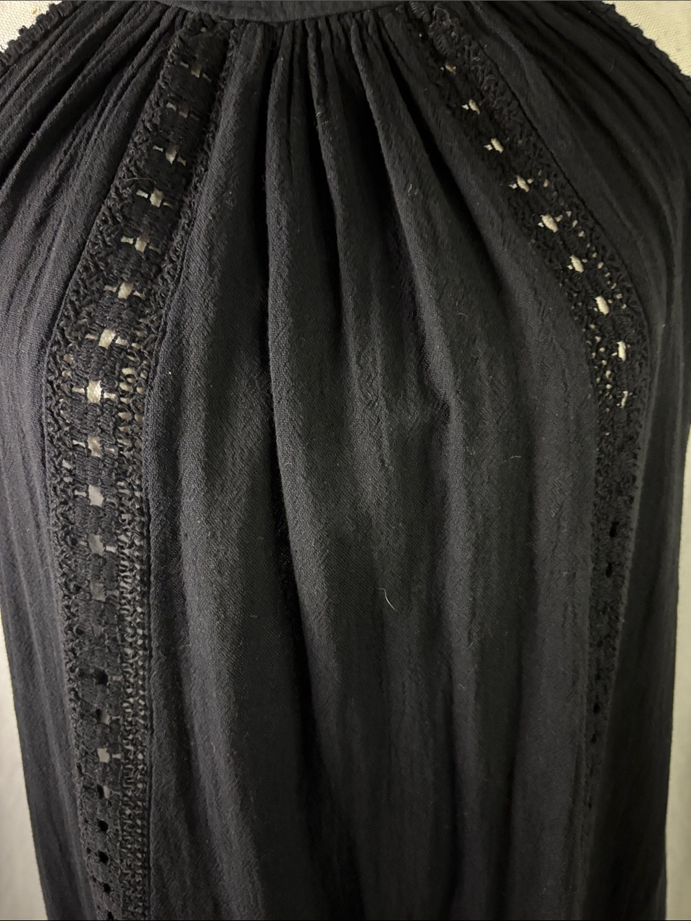 Cotton Natural Black Halter Dress Boho/Hippie (48) - Picture 3 of 7
